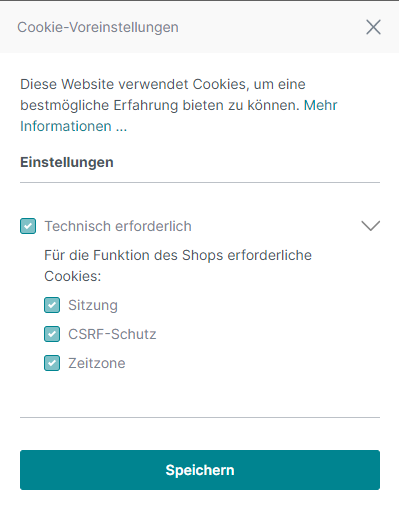 Illustration of the standard Shopware 6 cookie content manager