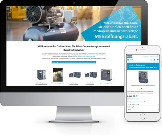 Shopsystem Referenz: Onlineshop für einen Hersteller von Kompressoren und Zubehör